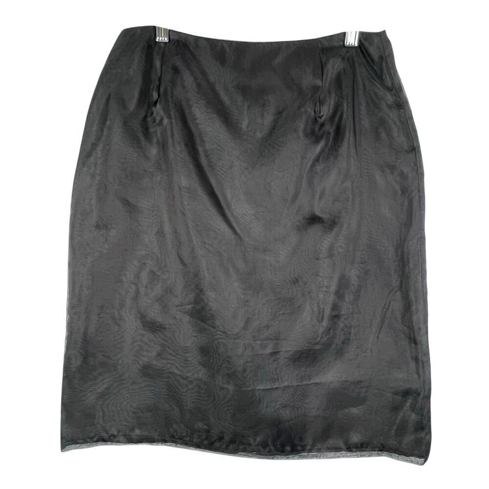 VTG NEW Silk Club Collection Black Layered 100% Silk Overlay Pencil Skirt 8